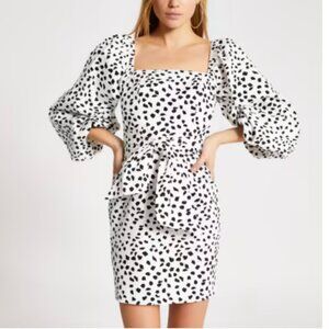 ⭐Tie Puff Sleeve Cottage Picnic Core Hipster Spot Artsy Party Elegant Mini Dress